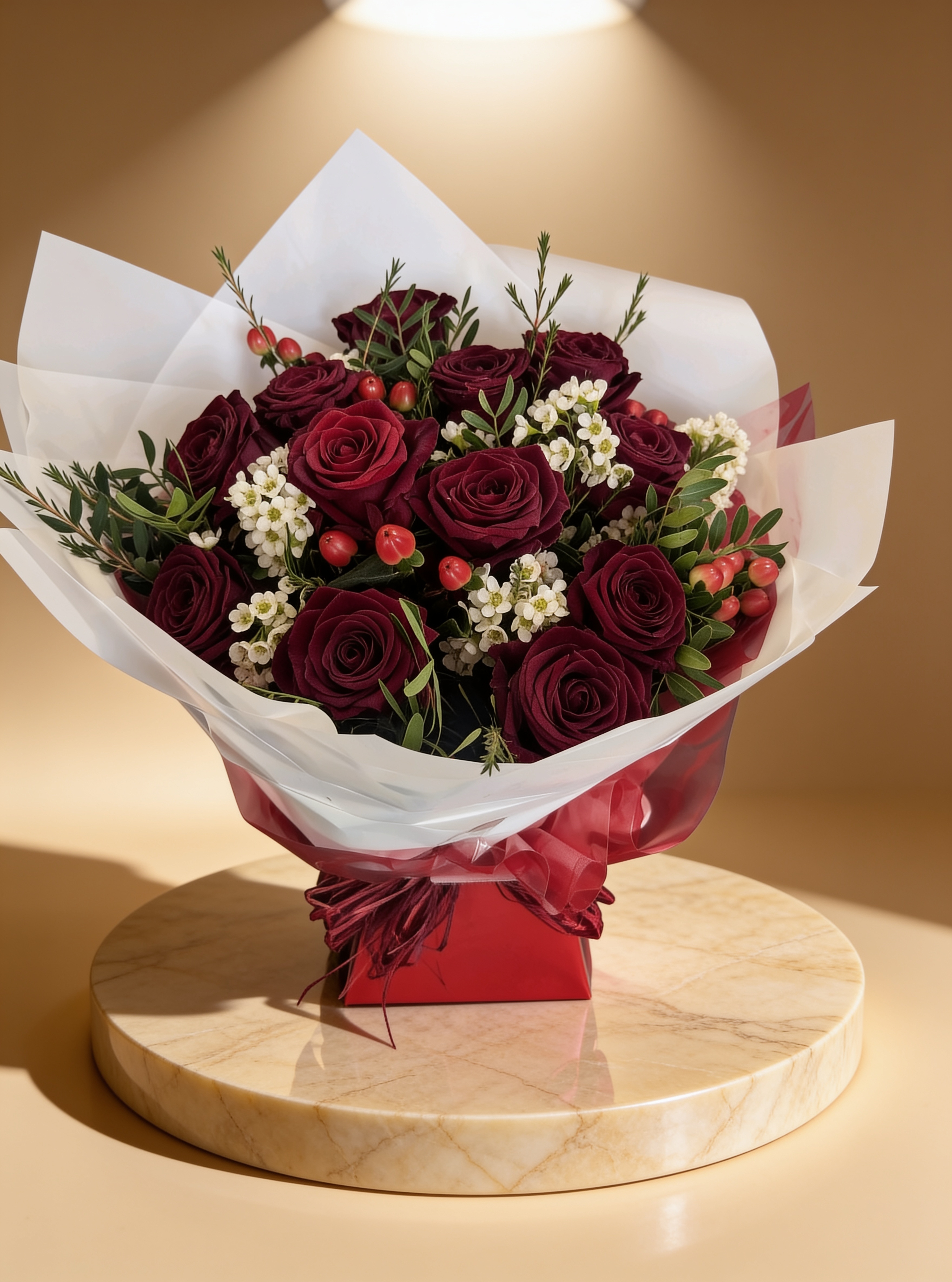 Hand-tied rose bouquet